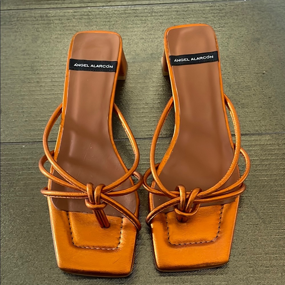 Women's Orange Strappy Sandals angel alarcon